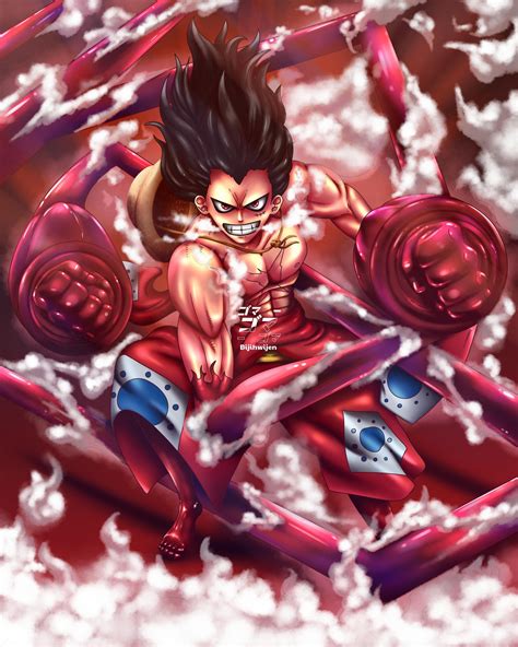 Jan 23, 2019 · Luffy decides to unleash one more Gear Fourth form, something fans have never seen. This transformation reveals a more slender version of Gear Fourth, with much wilder hair. It's also accompanied ... 